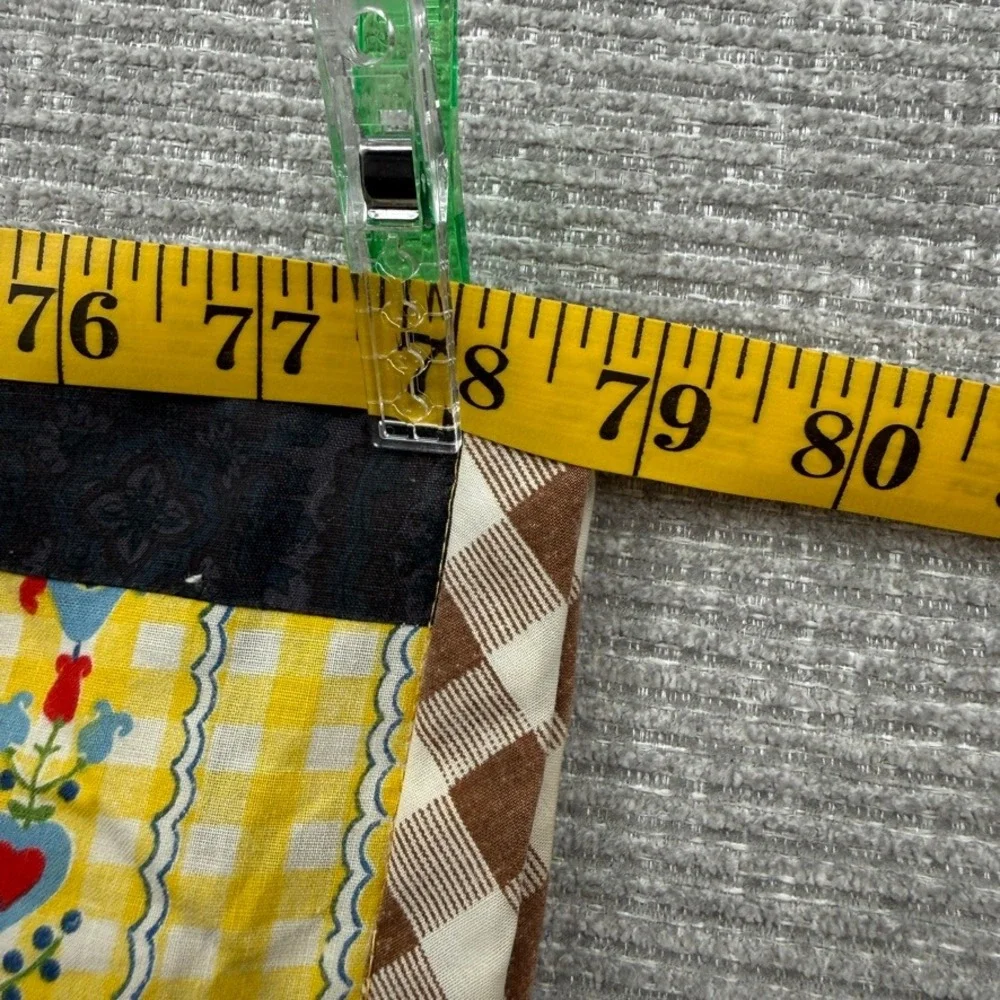 Vintage‎ Patchwork Quilt Blanket Twin Size Multicolor Floral Plaid Gingham Boho
